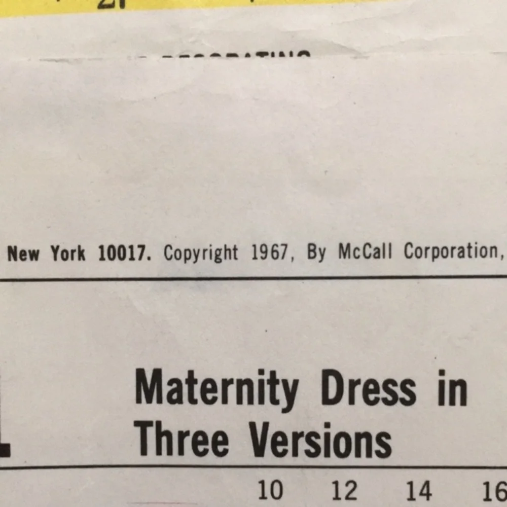 1960s maternity sewing pattern, McCall’s 8821, dress, 32” bust